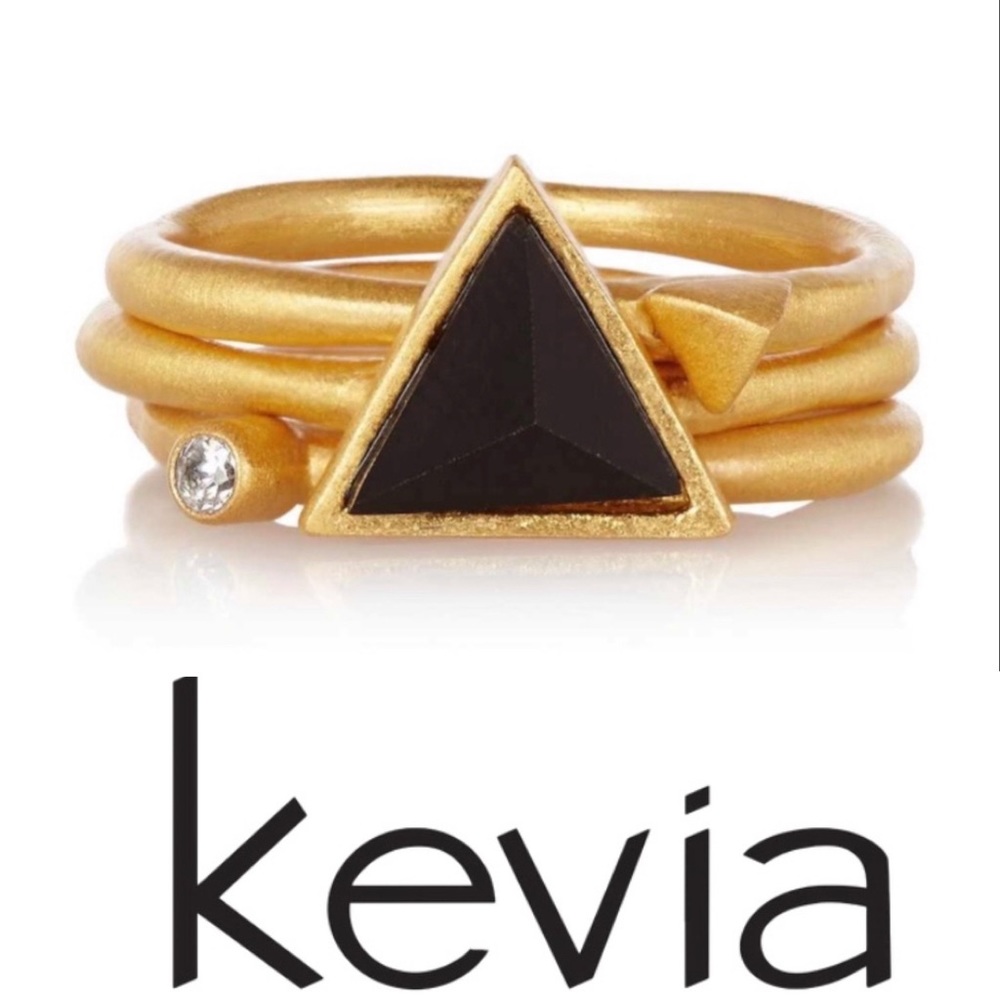 { Kevia } : Gold & Black - 3 Ring Set